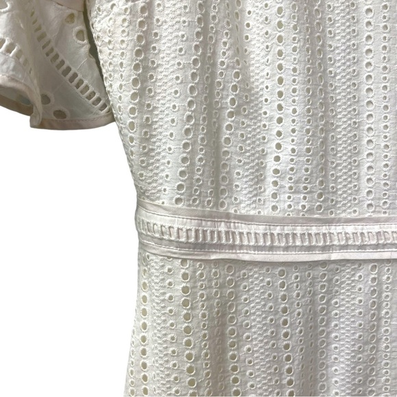 Banana Republic Eyelet Fit & Flare Dress Cream Size 4 Tall - Picture 9 of 14